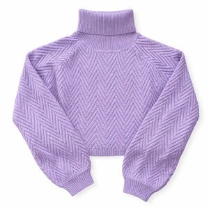 Cropped Purple Turtleneck Sweater